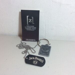 VTG Jack Daniel's Old #7 Brand Metal Dog Tag and VTG Key Chain-Bundle